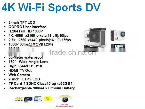 4K 30fps action camera sport cam mini Vedio camera 1080P Ultra HD 170 HD Wide Angle Fish-eye Lens