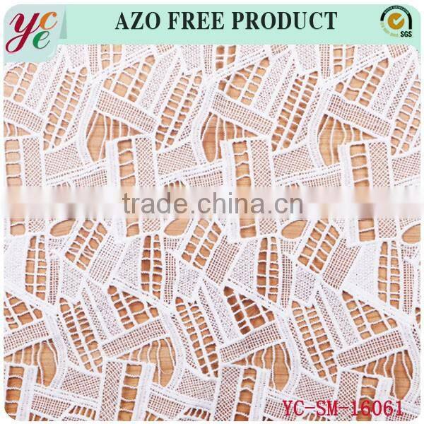 Fashion white irregular strips woven lace fabric embroidery stone for garment