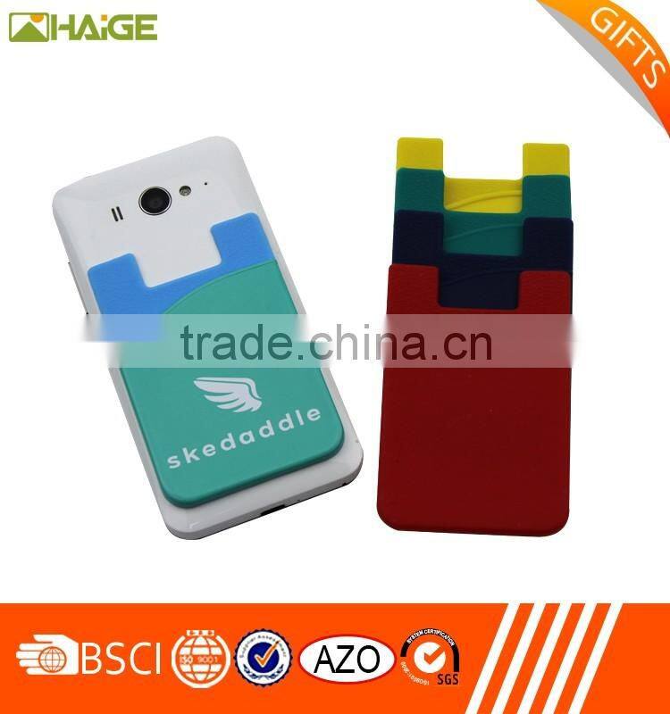 China Factory direct silicone cell phone wallet with 3m sticker