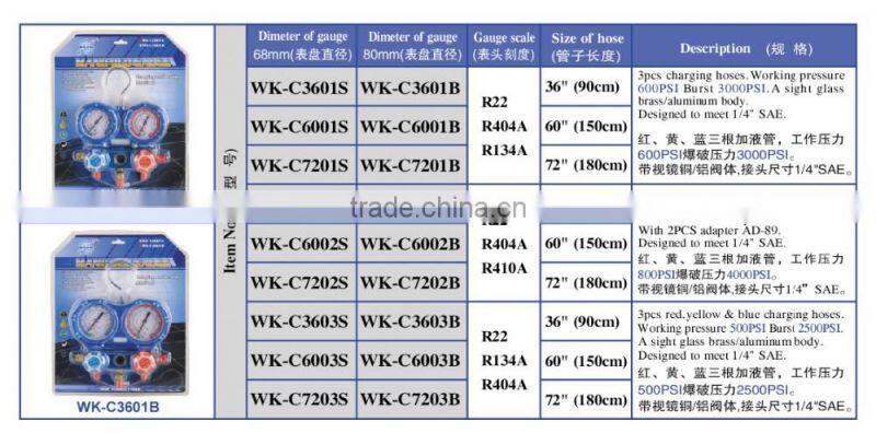 DSZH WK-C3603B shock proof 2 valve aluminum manifold