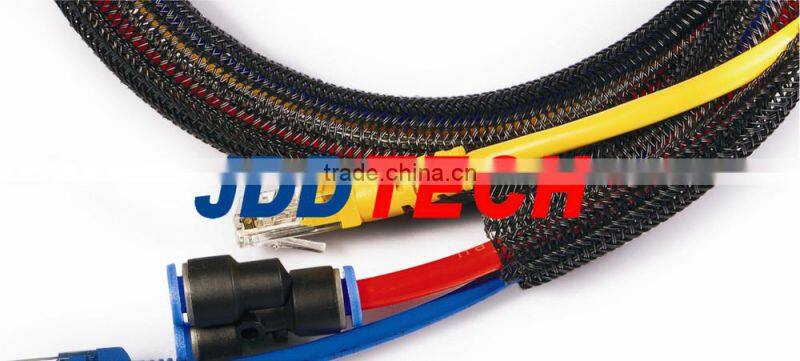 Cable management wrap-self-closing bradided wrap