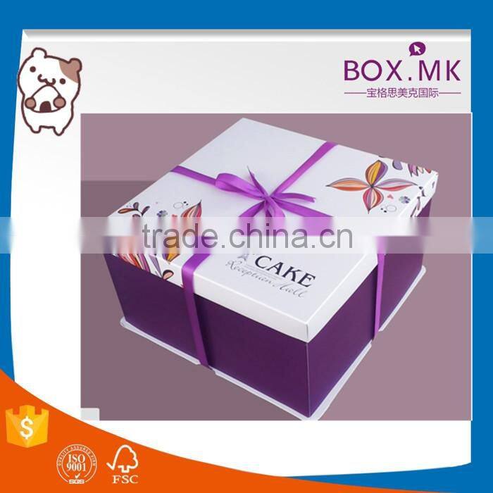 Most Popular Manufacture Environment Fashion Design Recycled White Big Ribbed Birthday Cake Box