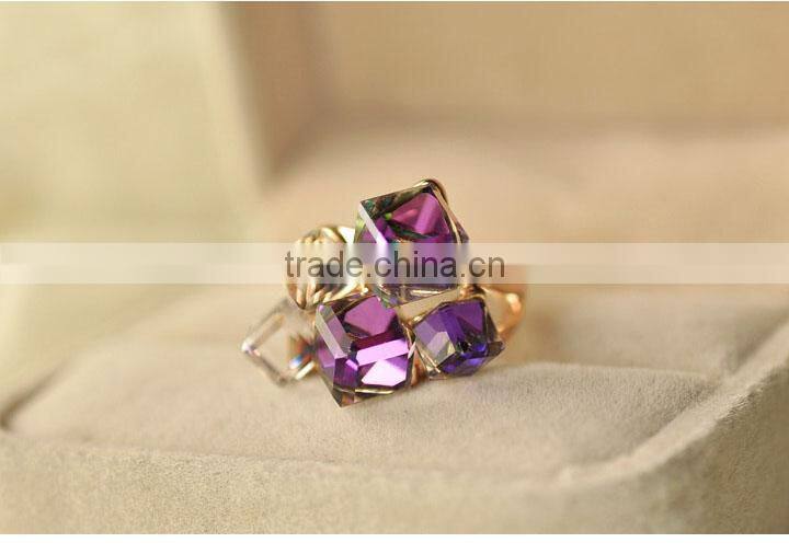 Korean Magic Cubic Zircon Exaggerated Gold Plated Luxury Ring Jewelry For Lady