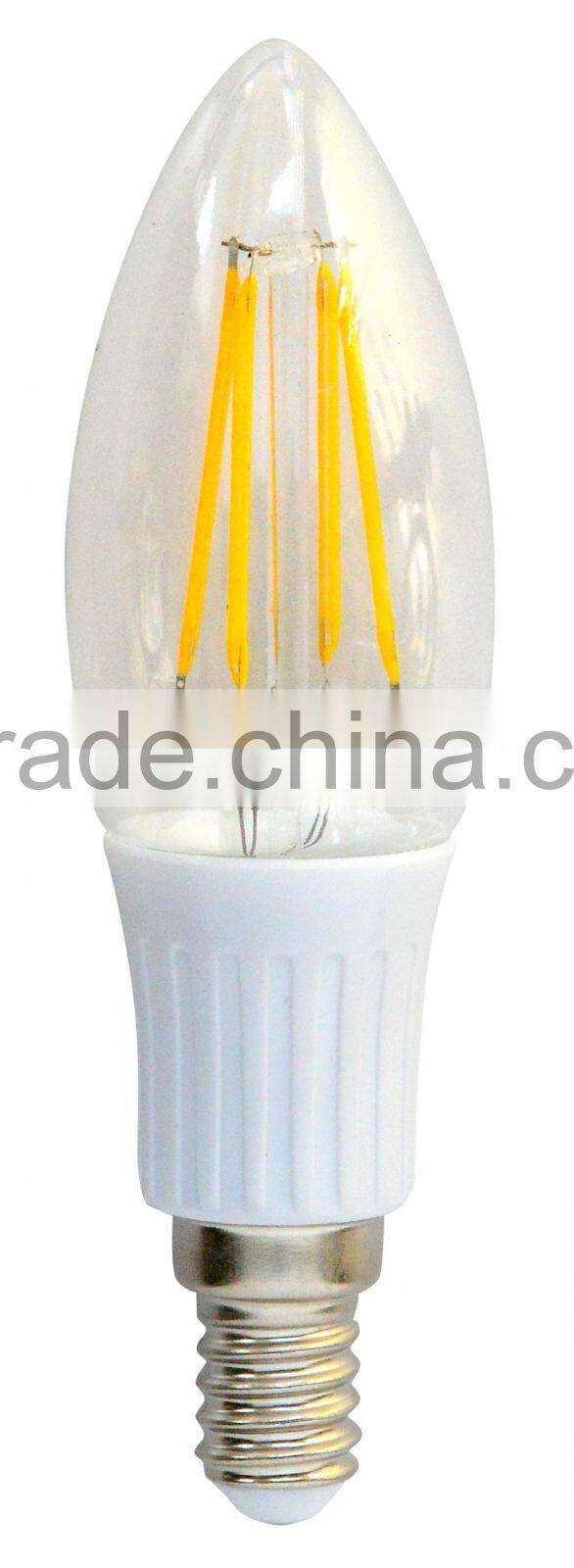 Singapore,4W filament led candle bulb in ceramic house,super bright,110Lm/W, E14 candle shape filament led bulb