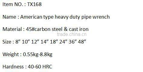 Free sanple Stilson Type Heavey Duty Pipe Wrench with Dipped Handle