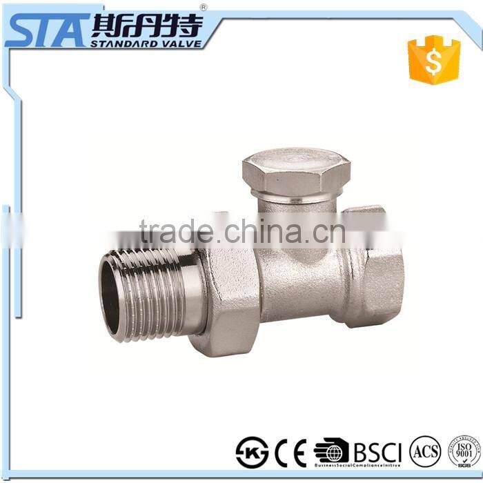 ART.5035 China factory low price lead free customized forged npt brass male threaded angle radiator valve with white handle