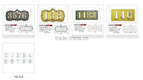 Zinc alloy house doorplate, 4 numbers door plate