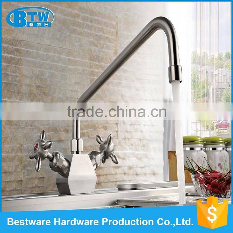2016 hot sale S/S 304 brushed treatment single handle deck mounted water tap waterfall square faucet