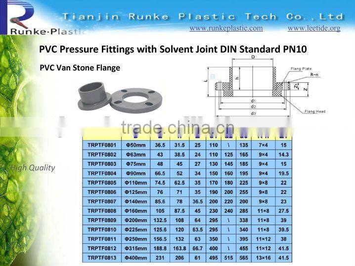 Plastic PVC Pipe Flange / PVC Van Stone Flange