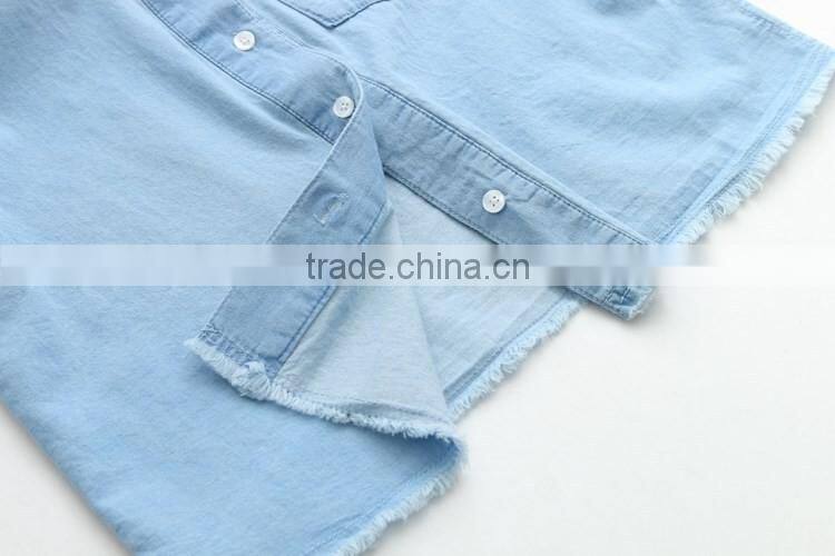 Wholesale Women Blouse Top 2016 Latest Lady Fashion Denim Shirts
