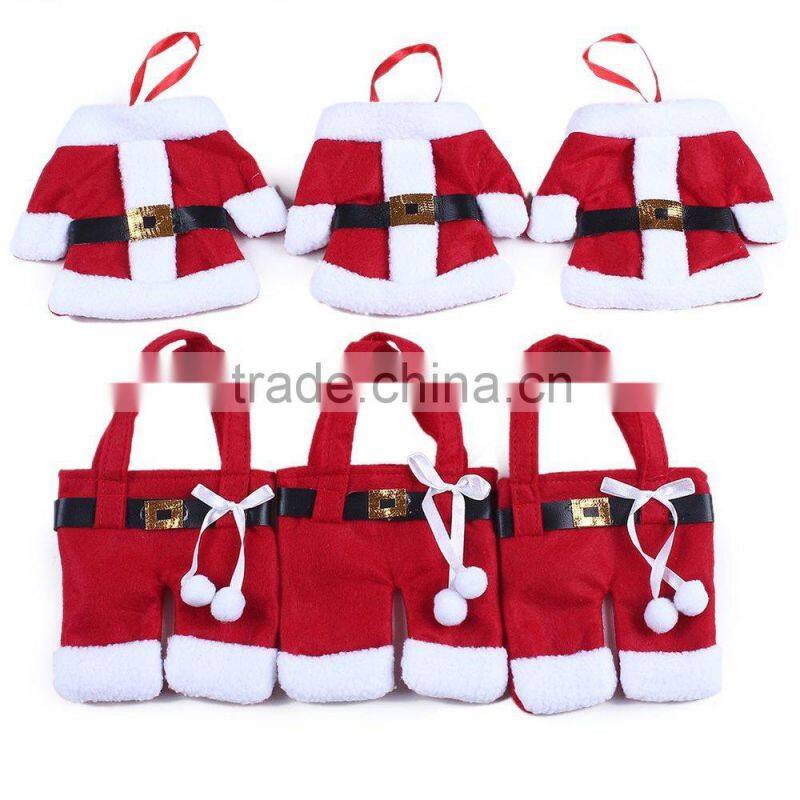 6pcs Santa Suit Christmas Silverware Holder Pockets