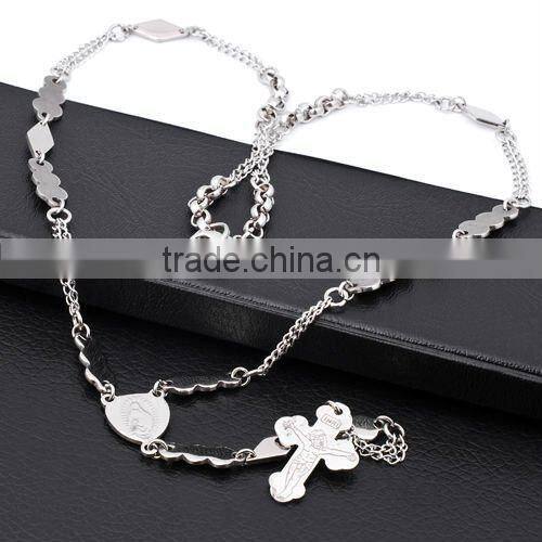 New Stainless Steel Sideways Cross Necklace(RN10034)