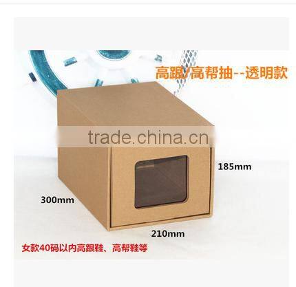 Creative women shoe paper box with pp clear window for long boots 34*50*17.5cm