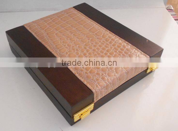 brown matt custom luxury gift box packaging solid wood jewelry box