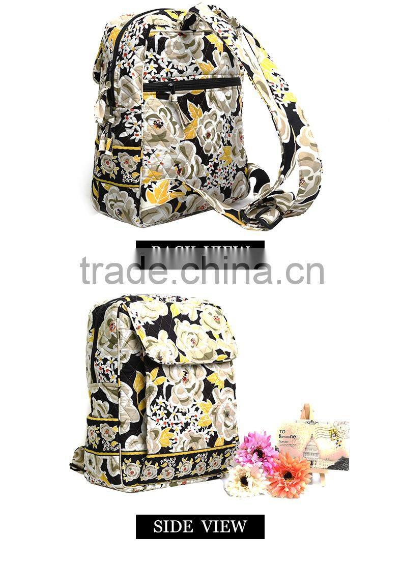 Hot sale pretty quilted pattern duffel womens big cotton back pack