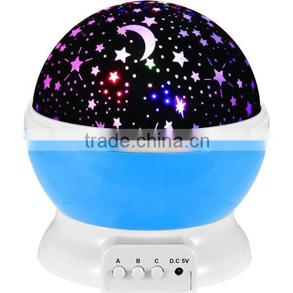 2016 New Romantic New Rotating Star Moon Sky Rotation Night Projector Light Lamp Projection with high quality Kids Bed Lamp