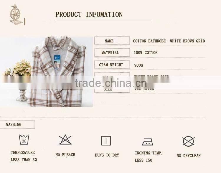 brown white grid latest women ladies cotton front open nightwear oem