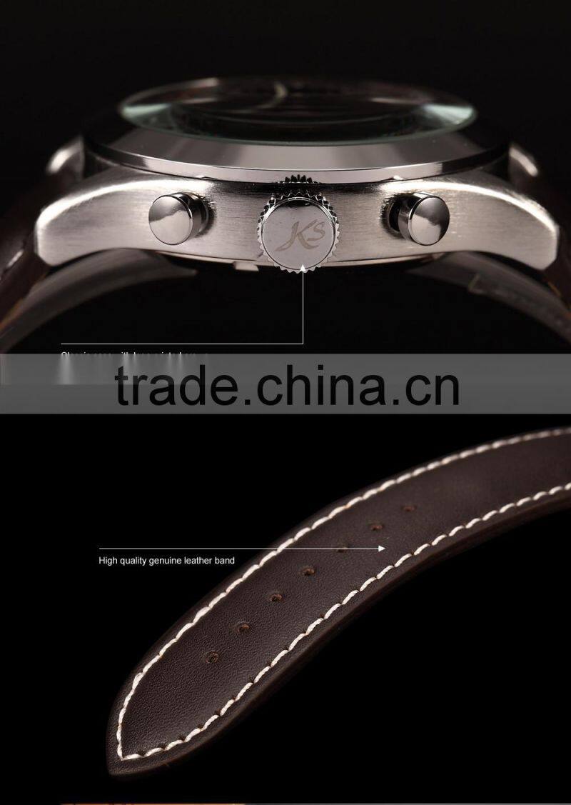 KS Navigator Men Leather Automatic Mechanical Analog Watch