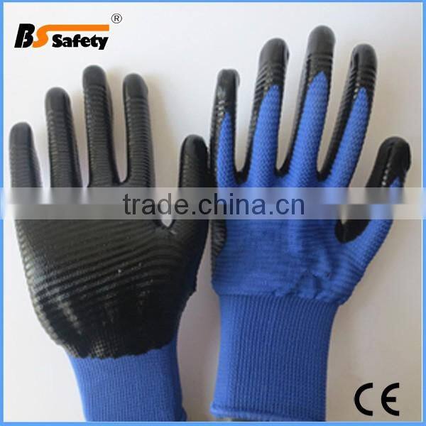 BSSAFETY softtextile nitrile coated glove for construction work knitted hand gloves