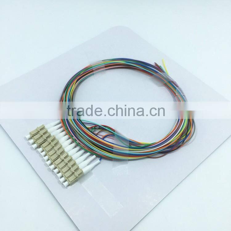 12 fibers colored OM3 LC pigtail with high quality