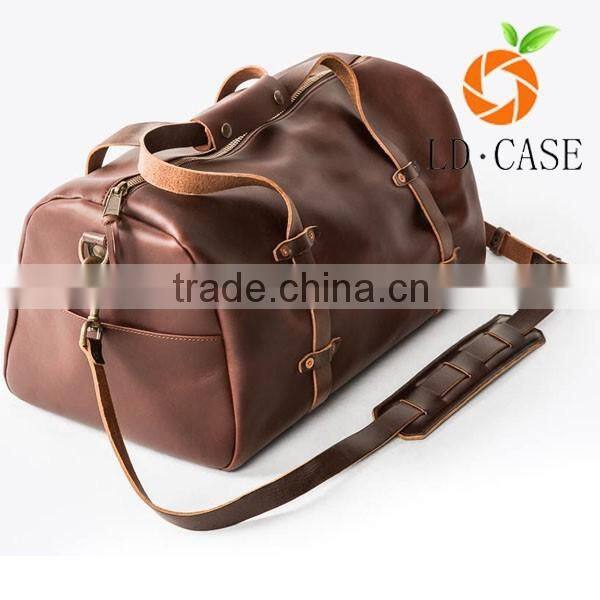 Vintage Crazy Horse Leather men's Travel Duffle luggage Bag
