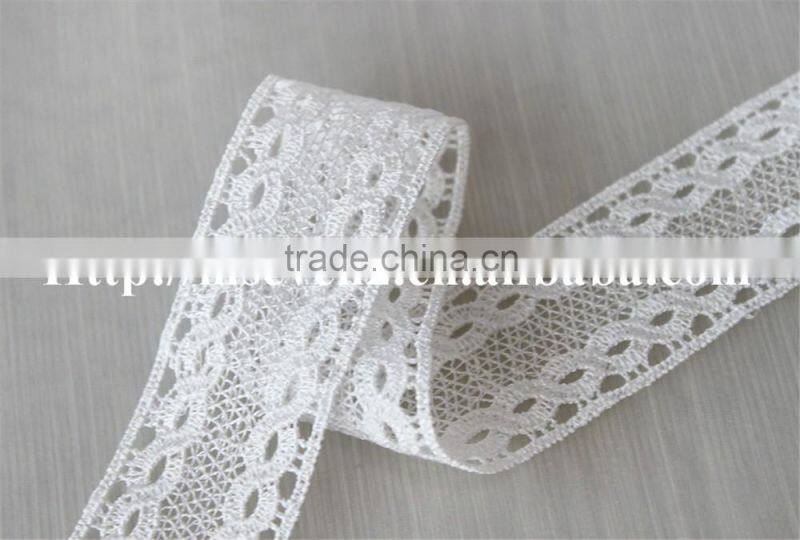 factory wholesale high quality white 3cm polyester yarn lace for sale
