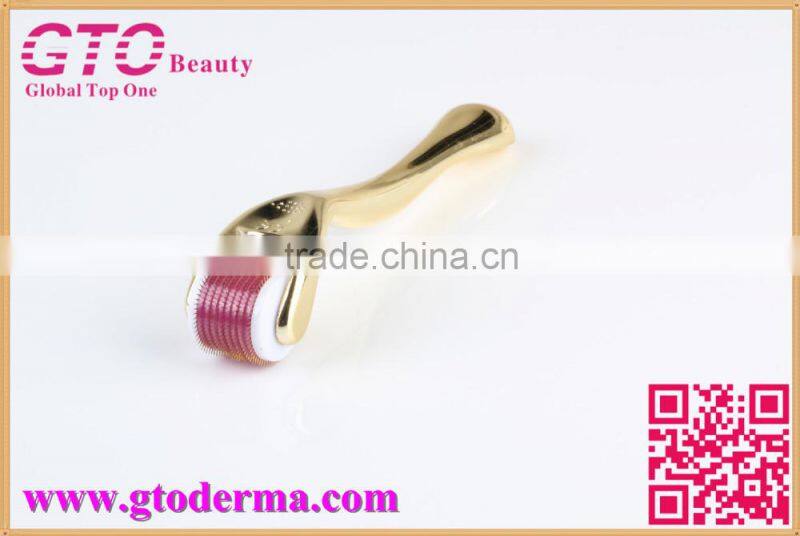 GTO new designed gold handle 540 count titanium microneedle derma roller