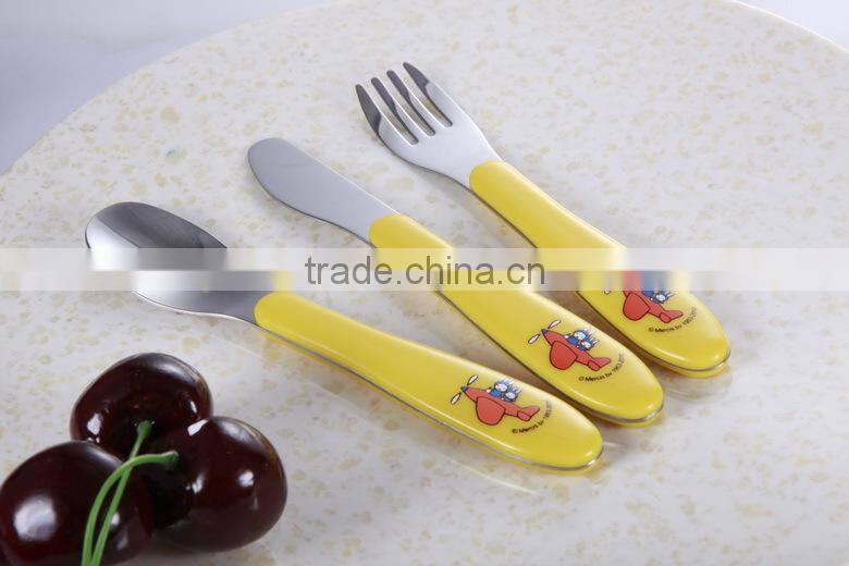 baby cutlery spoon and fork knife set with plastic handle