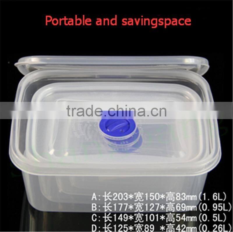 Transparent rectangular plastic disposable food container with different size