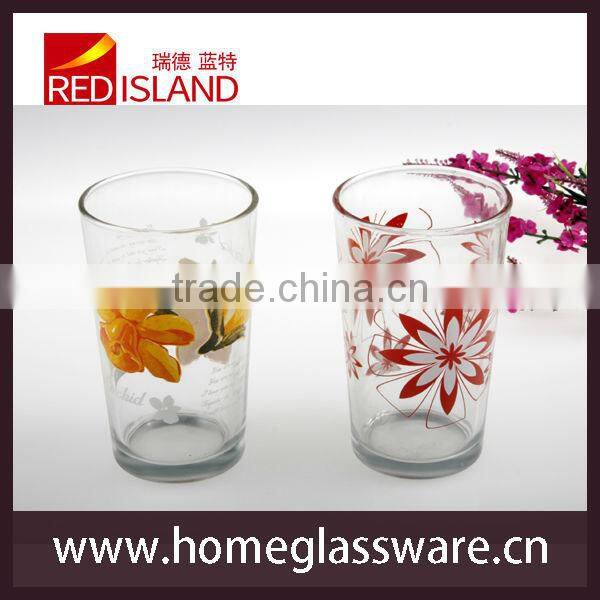manufactory supply 12oz glass cup with printing, glass tumbler