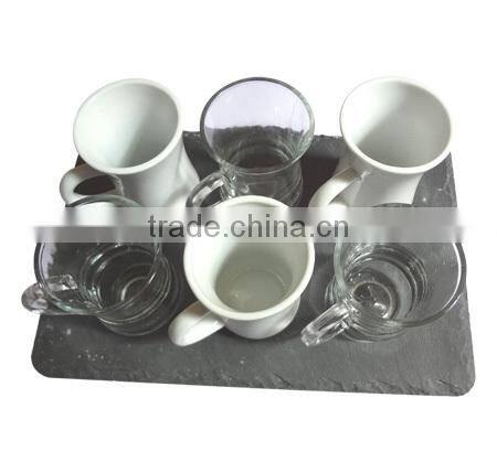 white porcelain plate with slate appetizer set