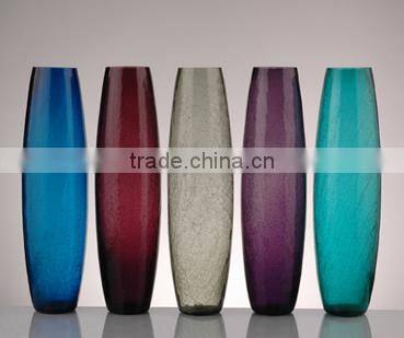 40CM CRACKLE GLASS BULLET VASE PURPLE