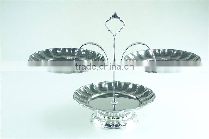 3 pcs metal dishes&plate,stainless steel cake plate,stock cake plate stand