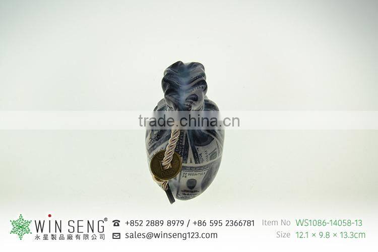 promotional gift money pattern with bag shape ceramic saving bank