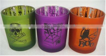 skull/spider/owl glass candlesticks for Halloween