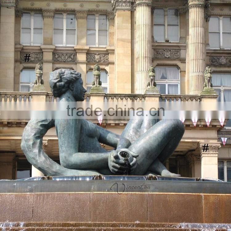 art supplies garden decoration metal craft life size nude woman sculpture fountain