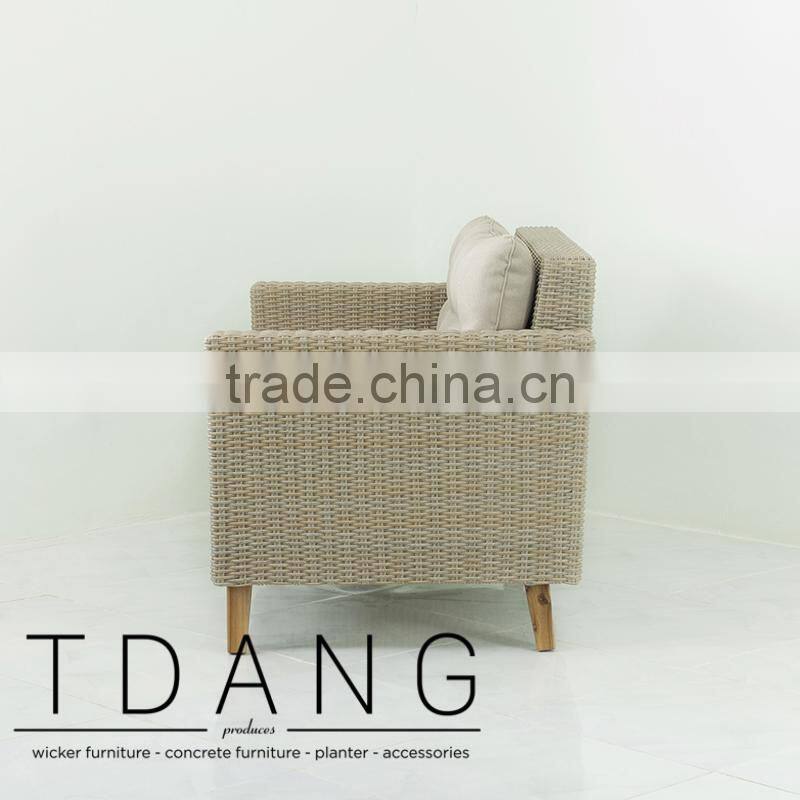 Fiji Wicker Sofa with wooden legs - Contemporary Rattan furniture garden bench.