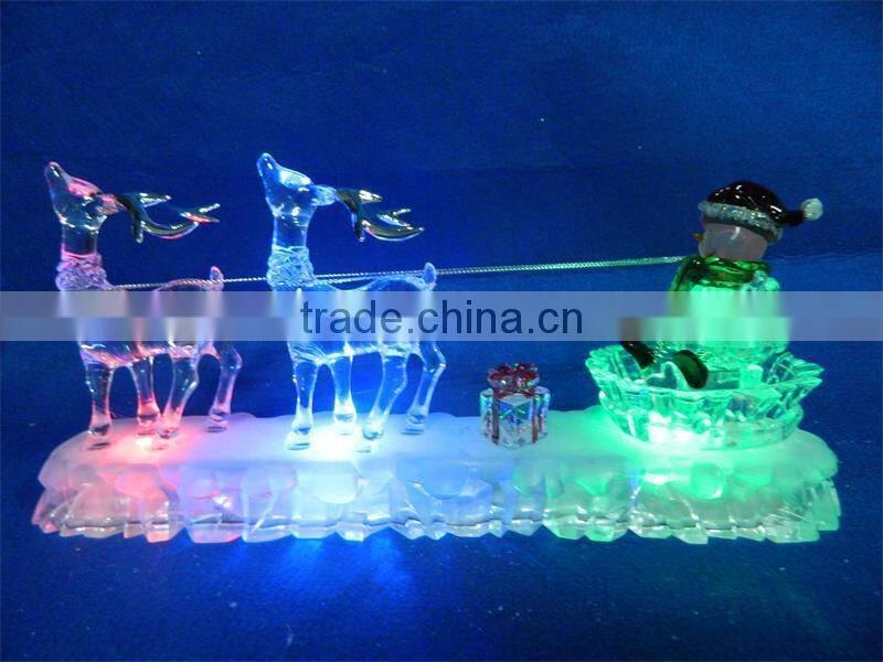 new style acrylic LED artificial christmas green tree with snowman