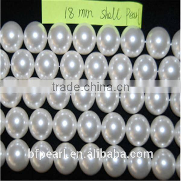 18mm Round Shiny White Genuine Pearls Strands Handmade Shell Jewelry