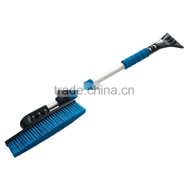 Soft handle extended car rotation snow brush with ice scraper