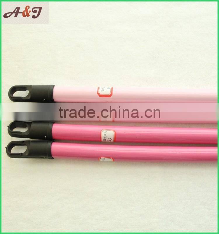 Colorful varnished wooden broom handle with 7.8cm plastic cap