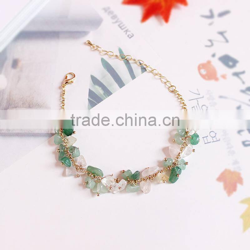raw stone charms gold chain bracelet crushed stone bracelet