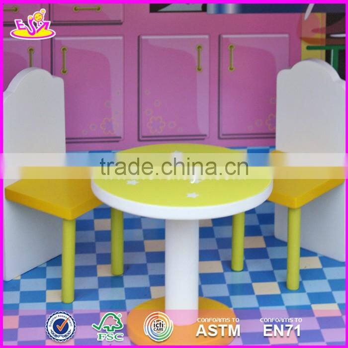 2017 new design lovely pretend play wooden girls dollhouse W06A161