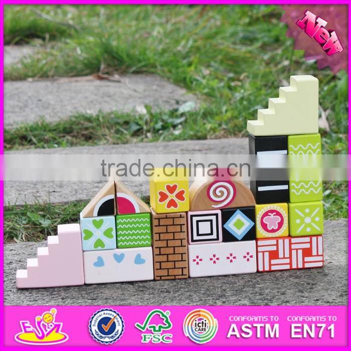 2017 new design 20 pieces preschool blocks toys wooden building toys for toddlers W13A125