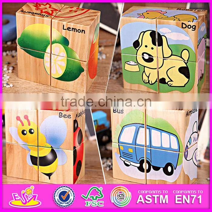 New Popular games 4PC Wooden cubic 3d puzzle for children W14F043
