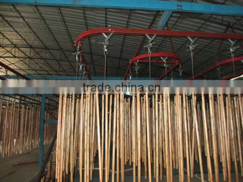 Varnished wooden mop stick