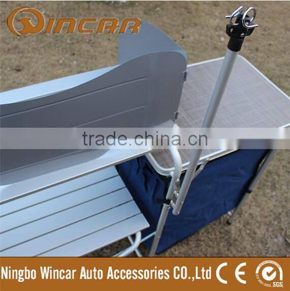 Aluminum BBQ grill table with camp kitchen