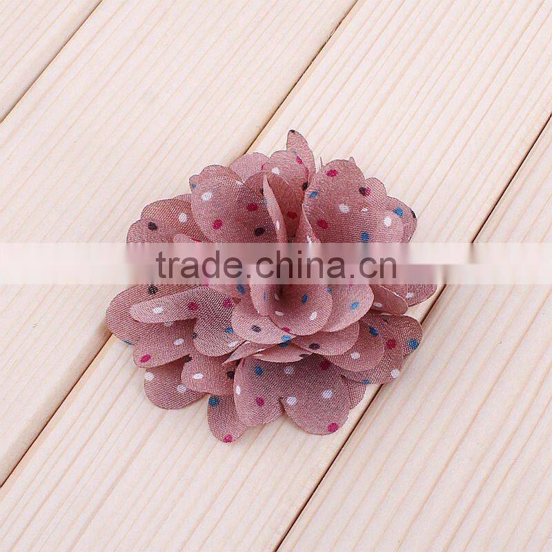 handmade fabric flower clip with dot for kids hair accessories