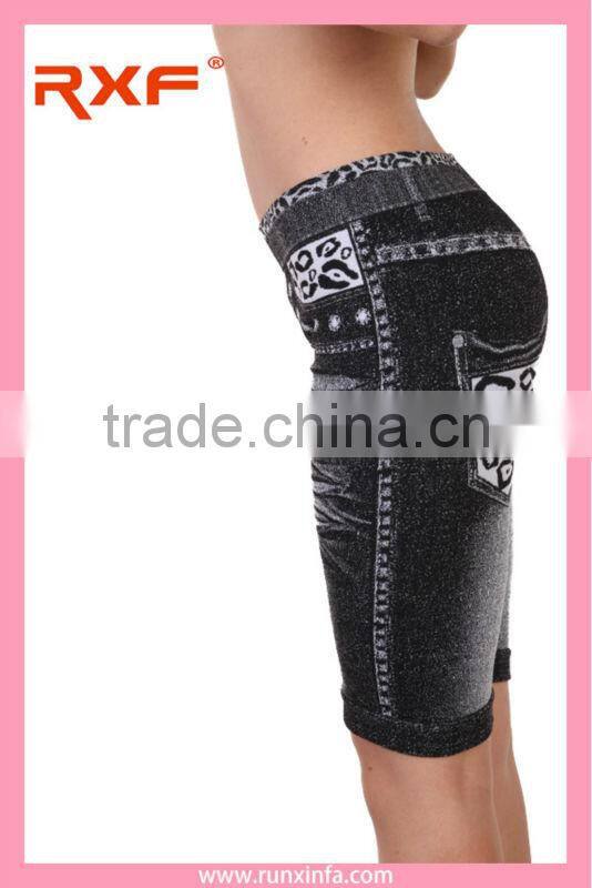 Fake short half jeans for women/butt lift short legging