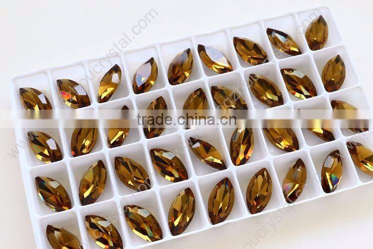 Top quality amber crystal k9 material horse eye cut point back loose rhinestone beads fashion accessories factory wholesale